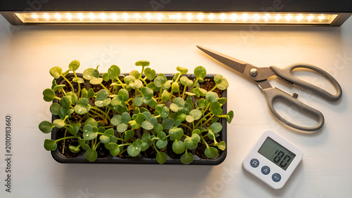 Indoor Microgreens Growing Kit With LED Grow Light and Harvest Tools