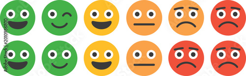 Foto Twelve Emoticon Faces with White Eyes on Gray Background