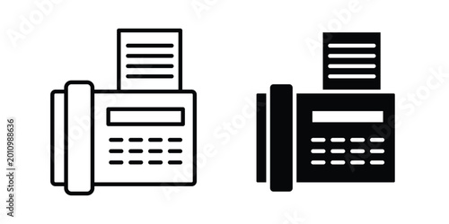 Foto Fax machine icon thin line and black silhouette flat style