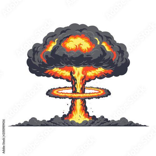 Powerful Nuclear Mushroom Cloud Illustration - Atomic Blast Vector
