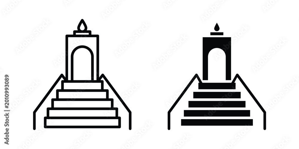 Fototapeta premium Minbar icon thin line and black silhouette flat style