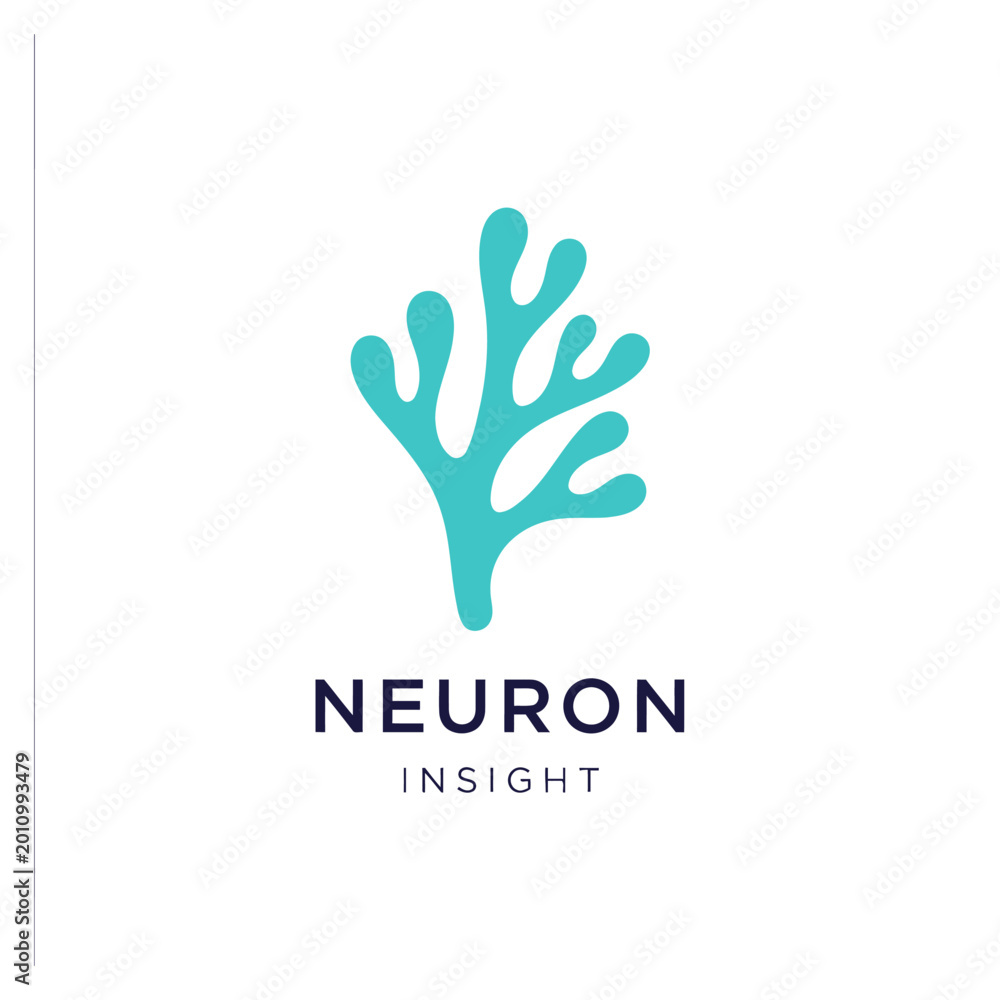 Fototapeta premium Neuron Insight Logo, Abstract Teal Neuron Icon for Technology, Science and Healthcare Branding.