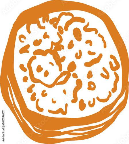 Traditional Thai Sticky Rice on Banana Leaf Illustration - Hand Drawn Vector Line Art of Khao Niao