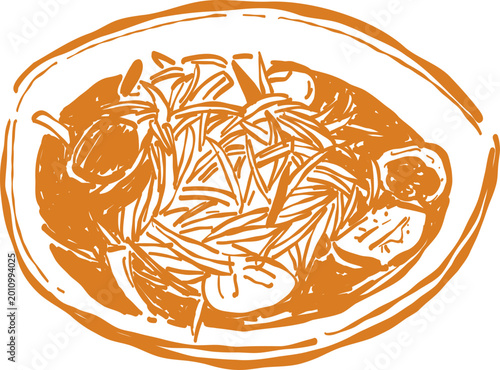 Hand Drawn Som Tum Illustration - Thai Papaya Salad Vector Line Art