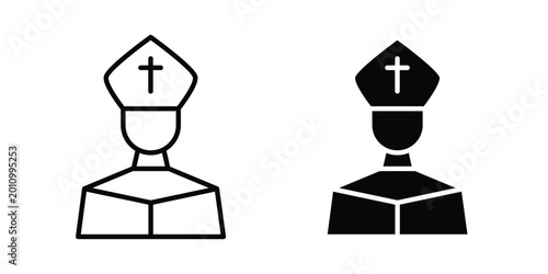 Foto Pope icon thin line and black silhouette flat style