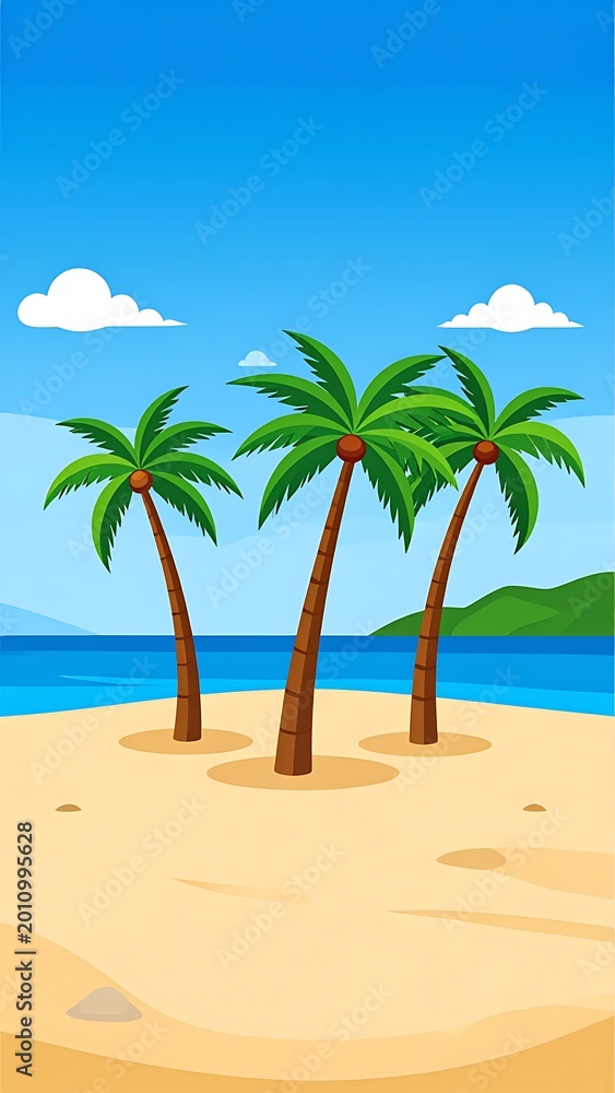 Obraz premium Tropical beach with palm trees ocean.