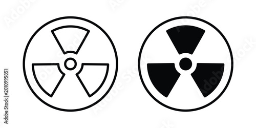 Tableau sur toile Radioactive icon thin line and black silhouette flat style