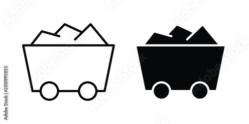 Tableau sur toile Raw material icon thin line and black silhouette flat style