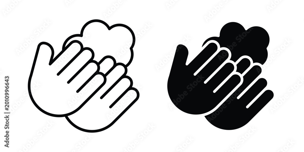 Fototapeta premium Sanitize hands icon thin line and black silhouette flat style