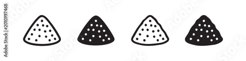Fotografie Pile of sand or salt icon set with outline and solid hand-drawn styles