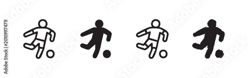 Εκτύπωση καμβά Soccer player icon set with outline and solid hand-drawn styles