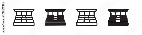 Obraz na płótnie Stadium bleachers icon set with outline and solid hand-drawn styles