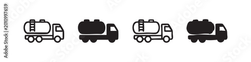 Bild auf Leinwand Fuel Tanker Truck Icon Set - Petroleum Transport Symbols