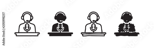 Tableau sur toile Podcaster and News Anchor Icon Set - Communication and Media Symbols