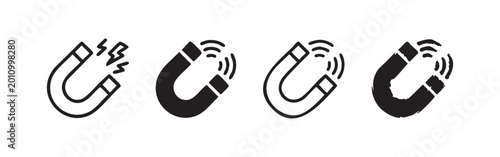Tableau sur toile Horseshoe Magnet Icon Set - Attraction and Magnetism Symbols