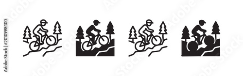 Foto Mountain Biking and Outdoor Adventure Icons with Cyclist in Nature
