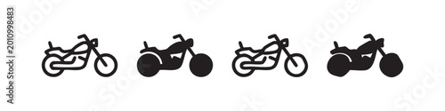 Foto Chopper Motorcycle Bike Icon Set in Four Different Styles