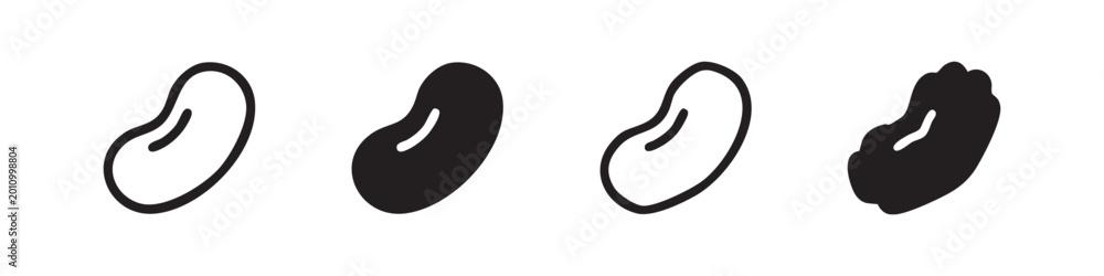 Fototapeta premium Bean Icons Set in Various Illustration and Graphic Styles