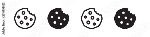 Bild auf Leinwand Bitten Cookie Icon Set - Hand Drawn Doodle Style