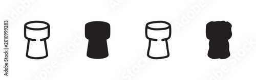 Bild auf Leinwand Champagne Cork Icons: Outline and Silhouette Variations