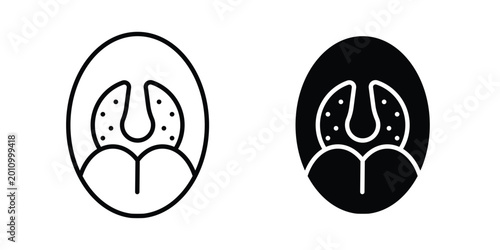 Tableau sur toile Tonsil icon thin line and black silhouette flat style