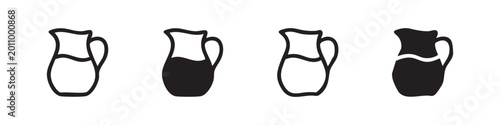 Obraz na płótnie Simple icons of milk jugs in outline and filled styles