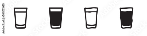 Valokuva Shot glass icon set, outline and filled versions