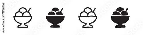 Schilderij op canvas Ice cream bowl icon set, outline and filled versions