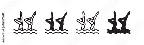 Obraz na płótnie Synchronized Swimming Icon Set, Artistic Swimmers' Legs in Water Vector