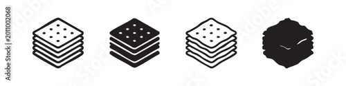 Schilderij op canvas Stack of Crackers or Biscuits Icon Set - Line, Solid, and Hand-Drawn Styles