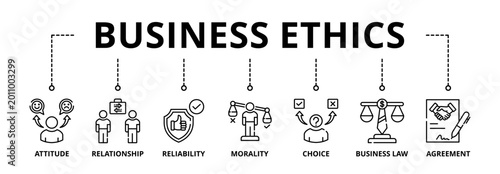 Canvas Print Business ethics banner web icon vector illustration concept with icon of attitud