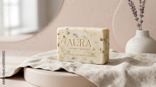 Aura organic lavender and oatmeal handmade soap bar