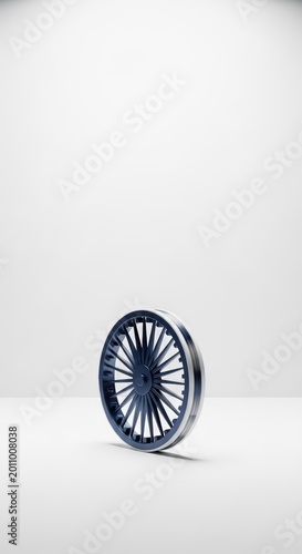 Modern bicycle wheel on white background.