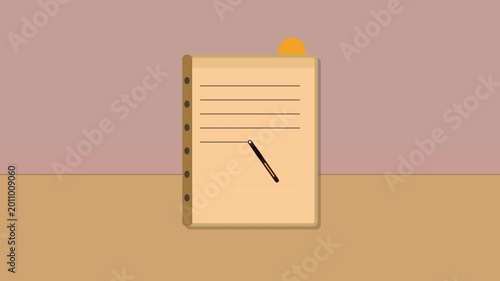 Flat Design Notepad Animation Day to Night Transition 4K
