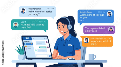 Customer support agent assists client with order tracking on computer