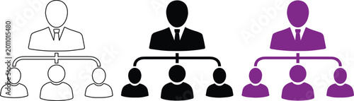 Foto Organizational chart vector icon set, business hierarchy structure, team managem