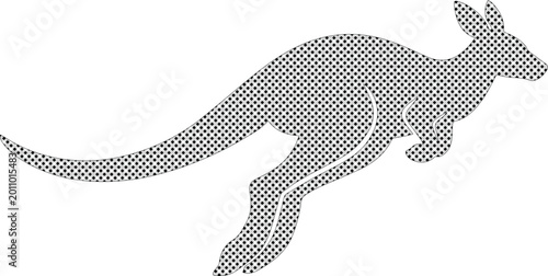 Foto Dynamic jumping kangaroo silhouette, a powerful marsupial vector illustration, ideal for wildlife branding and Australian nature designs
