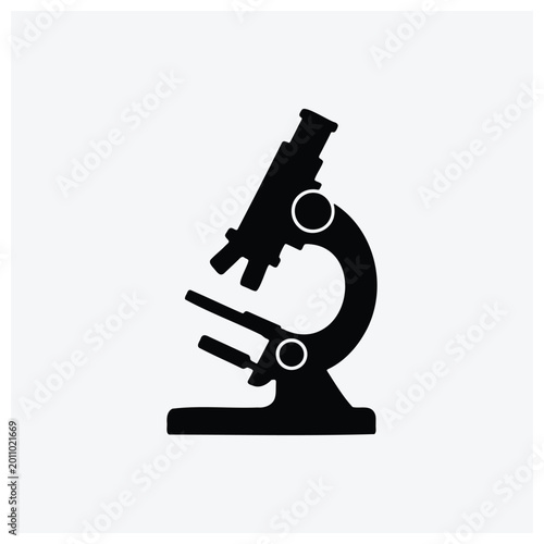 Minimal silhouette icon of a laboratory microscope