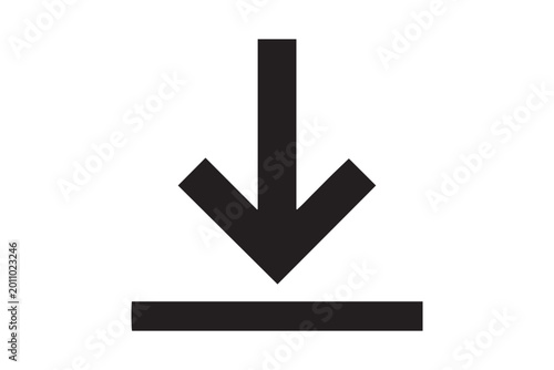 Download Icon with Arrow and Base Line for File Transfer Data Interface Design