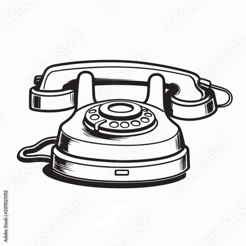 Foto Classic Rotary Dial Telephone Vector Image Isolated On White Background