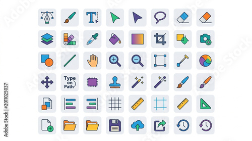 Obraz na płótnie Collection of graphic design and editing tool icons.
