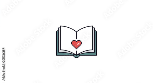 An open book with a heart.