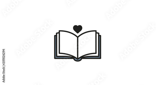 Icon of an open book with heart.