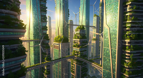 Futuristic Metropolis Oasis A Harmony of Sustainable Architecture and Nature in Urban Living Spaces