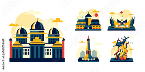 Konstfotografi Indonesia Landmarks Illustration