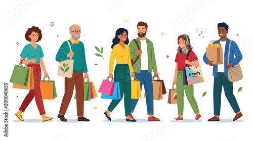 Foto Diverse Group of People Enjoying Shopping Together.