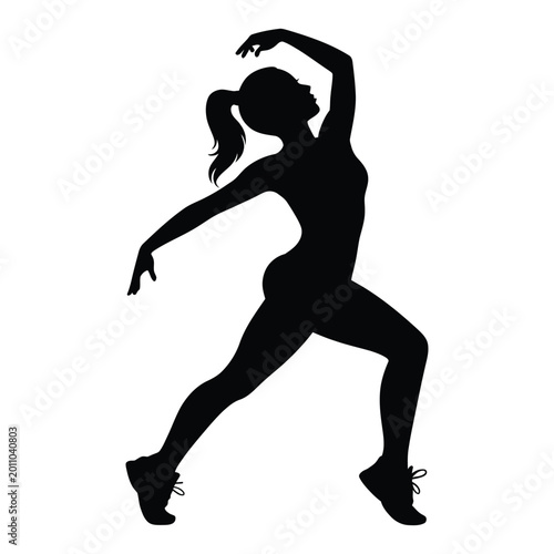 Zumba Dance Fitness Energetic Workout Vector, Silhouette, Illustration