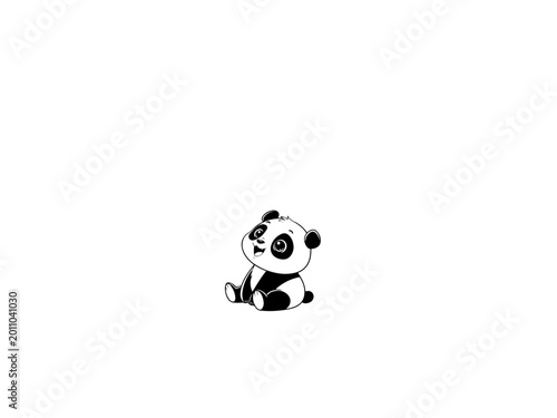 Cute Sitting Baby Panda Vector Cartoon Illustration