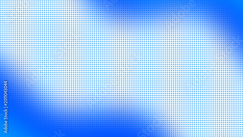 Frame with blurred blue gradient wave element on transparent halftone dotted background