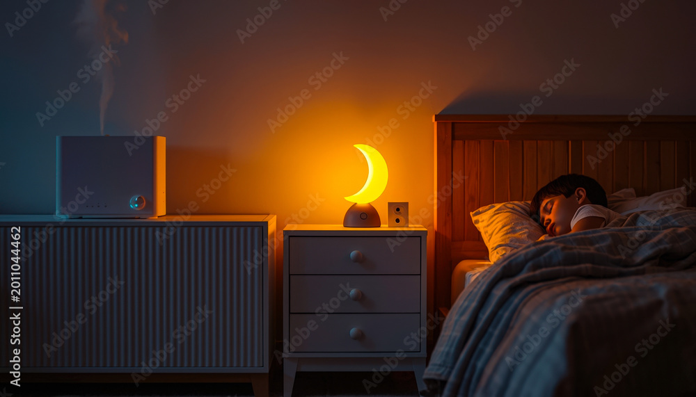 Fototapeta premium The humidifier works at night in the children's room
